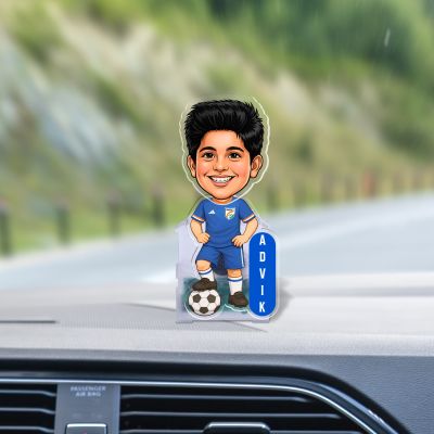 Personalized Football Player Bobblehead Caricature | Unique Gift for Kids, Football Fans & Players | Ideal Birthday or Return Gift for Boys | Battery Powered Moving Head